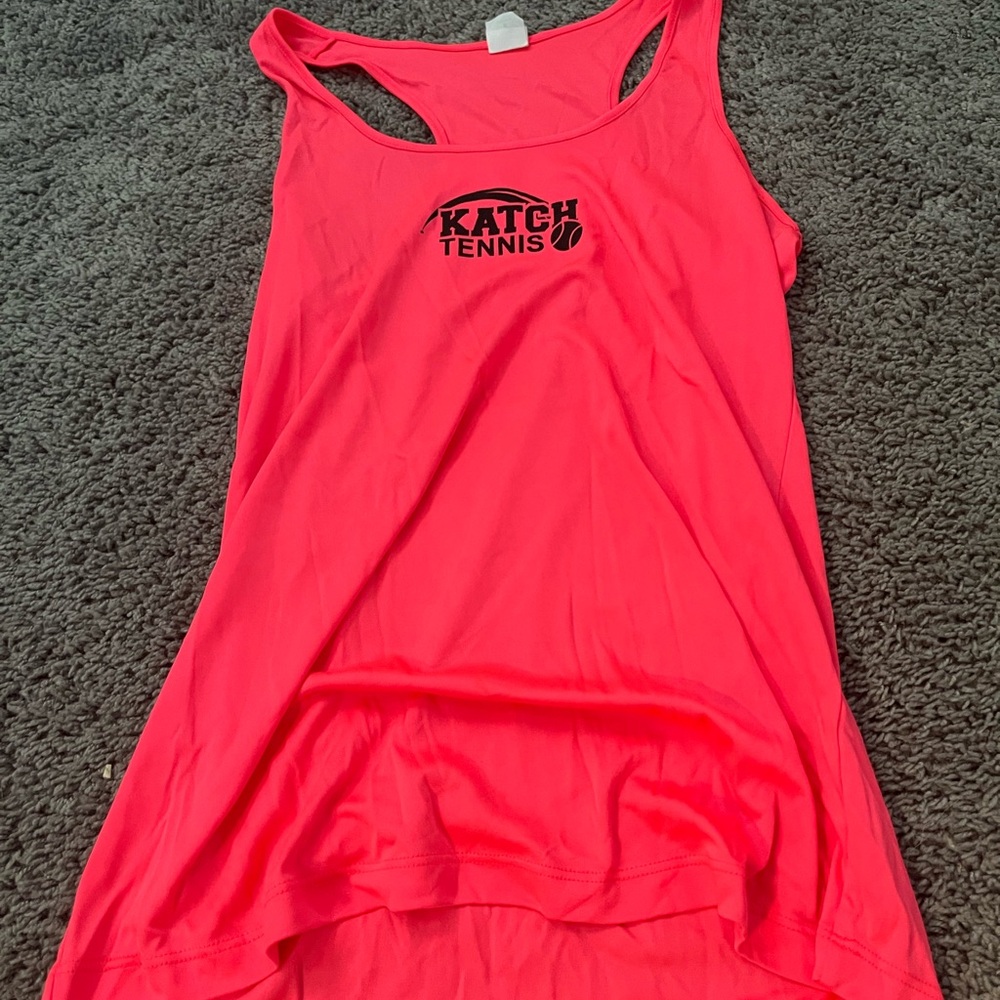 Neon scarlet tennis tank top